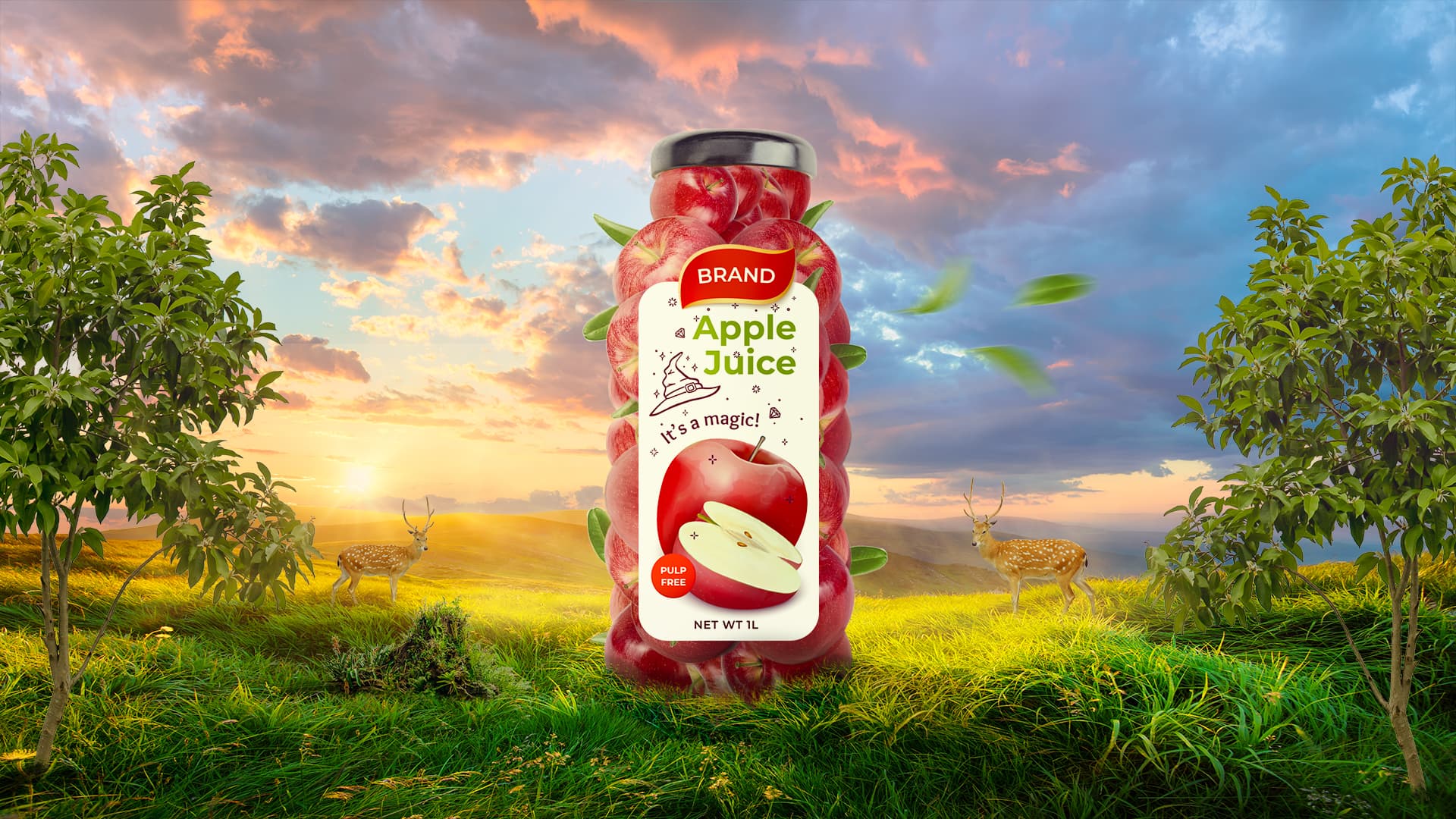 Apple Juice advertisement graphic design by Shaswot Bhandari