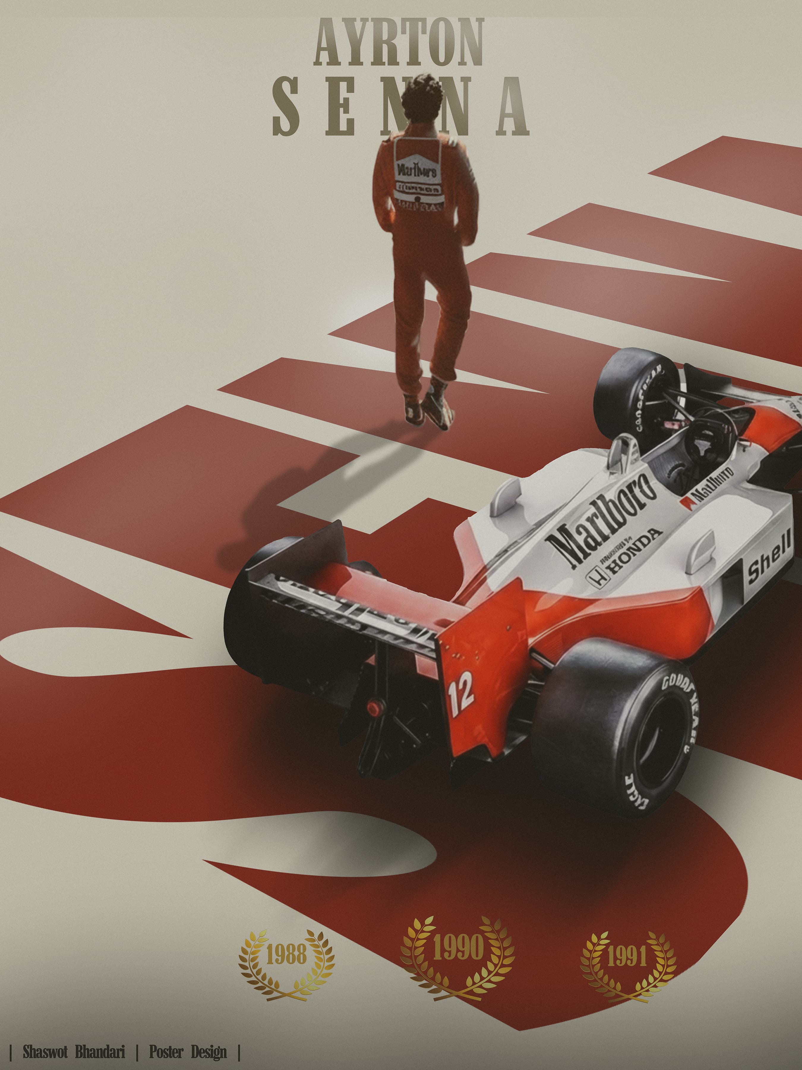 Ayrton Senna F1 tribute poster designed by Shaswot Bhandari
