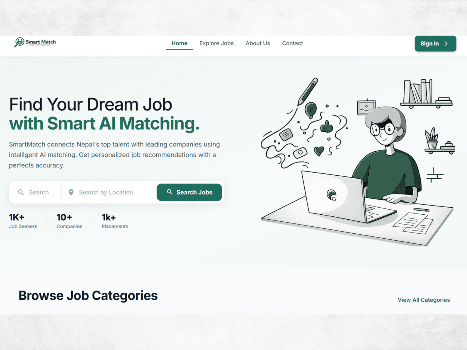 SmartMatch Job Portal - Full Stack + AI/NLP project by Shaswot Bhandari